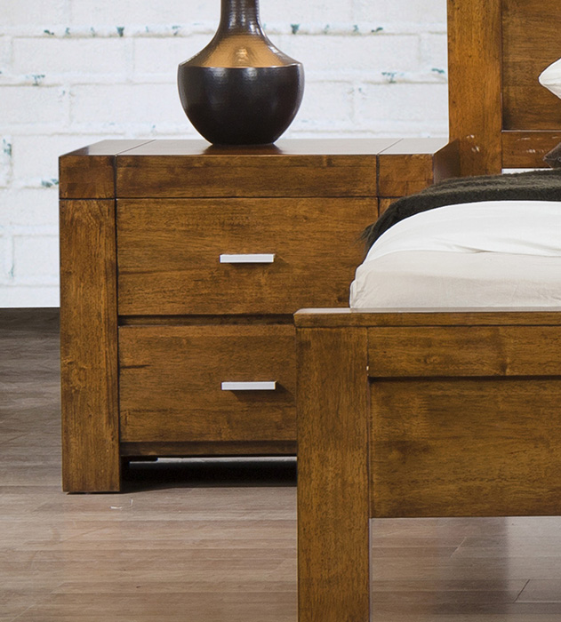 California Solid Acacia Two Drawer Bedside Table
